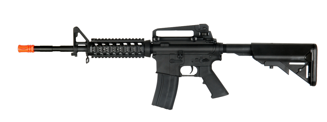 Cyma CM007 M4 R.I.S. Metal Gear AEG, Crane Stock, Carry Handle, Black - Click Image to Close