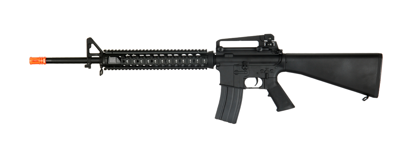 LANCER TACTICAL FULL METAL M16A4 RIS DMR AIRSOFT AEG RIFLE (BLACK) - Click Image to Close