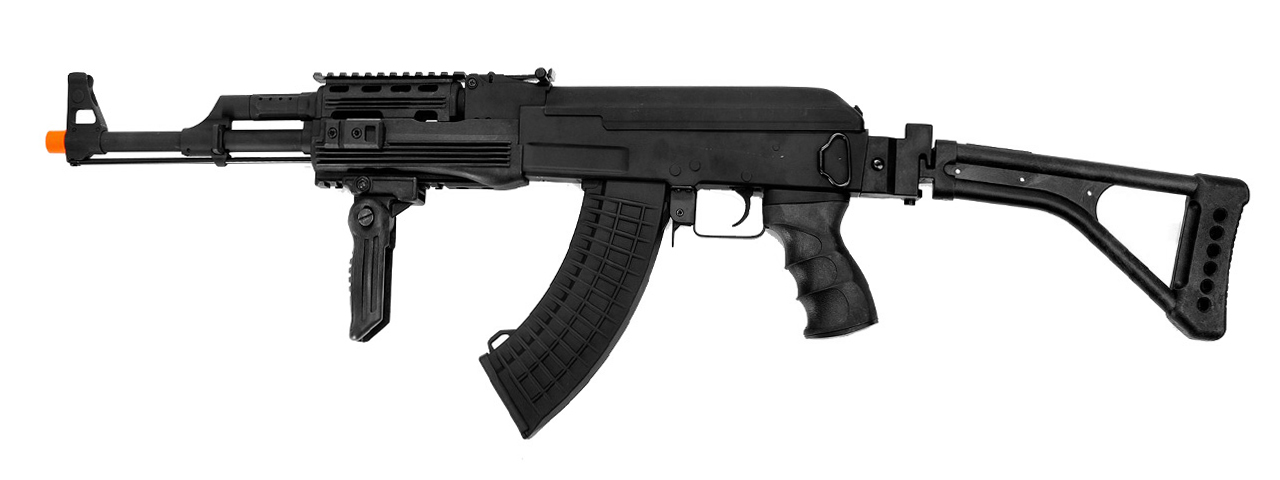 Cyma CM028U Tactical AK47 RIS Auto Electric Gun Metal Gear, ABS Body, Metal Side Folding Stock - Click Image to Close