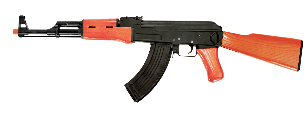 Cyma CM042 AK47 AEG Metal Gear Full Metal Body, Real Wood, Fixed Stock - Click Image to Close