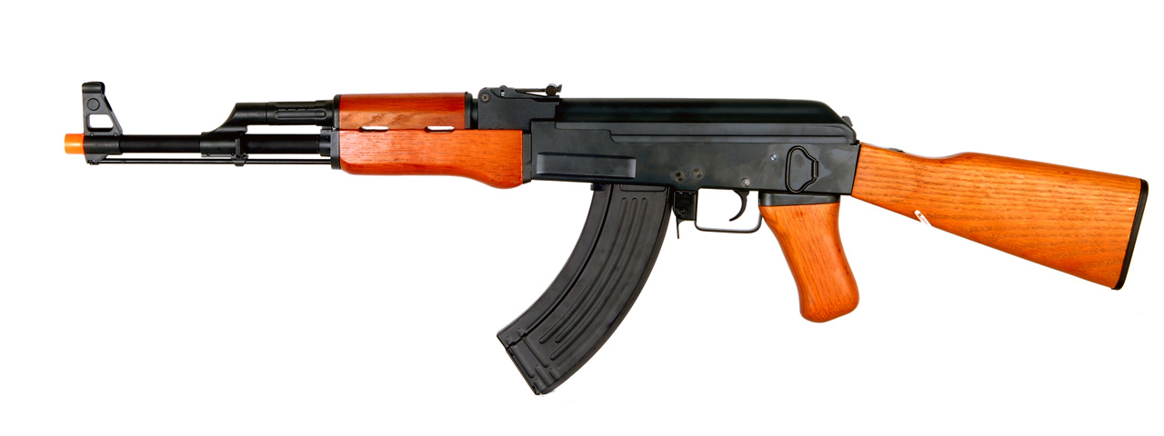 Cyma CM046 AK47 AEG Metal Gear, Full Metal Body, Electric Blow Back, Real Wood, Fixed Stock - Click Image to Close