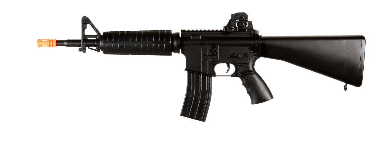 WELL AIRSOFT M4 AEG CARBINE ASSAULT RIFLE FIXED STOCK - BLACK - Click Image to Close
