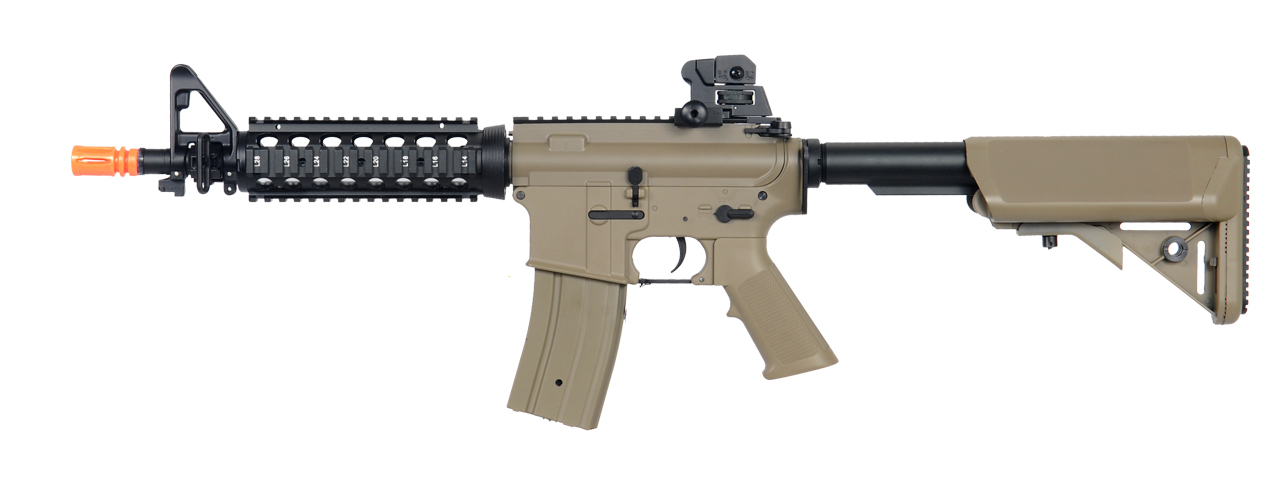 Golden Eagle JG F6624TAN Super Enhanced M4 CQB RIS AEG Metal Gear, Rail Covers, Polymer Body in Tan - Click Image to Close