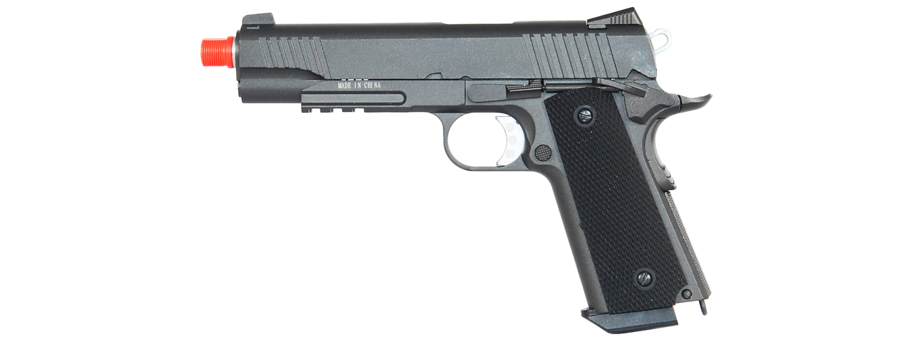 WELLFIRE G194 M1911 CO2 BLOWBACK AIRSOFT PISTOL W/ 20MM RAIL - Click Image to Close