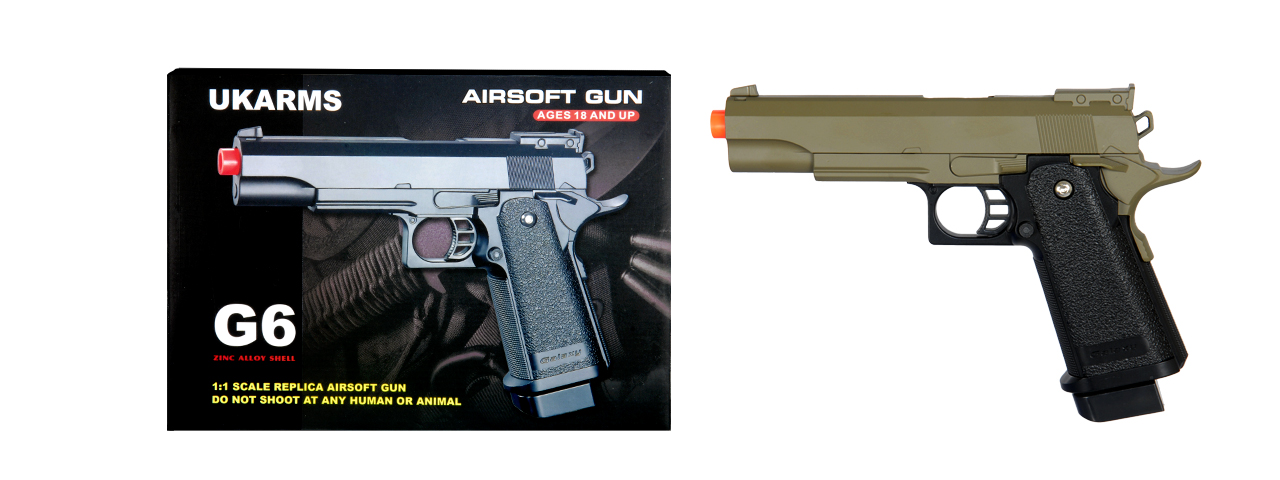 UKARMS G6T Metal Spring Pistol, 9" (DE) - Click Image to Close