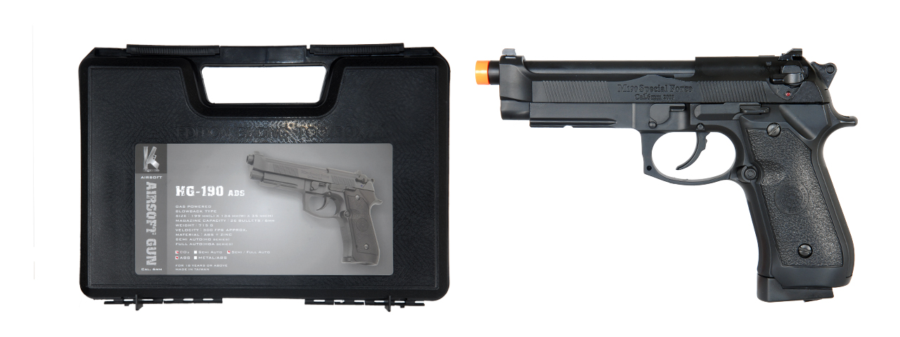 HFC HCA-190 CO2 Gas Powered Pistol with Blowback - Semi and Auto - Click Image to Close