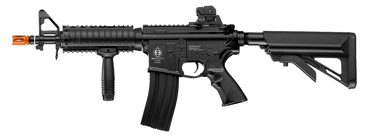 ICS AIRSOFT M4 AEG W/ RIS CRANE STOCK ELECTRIC BLOWBACK - BLACK - Click Image to Close