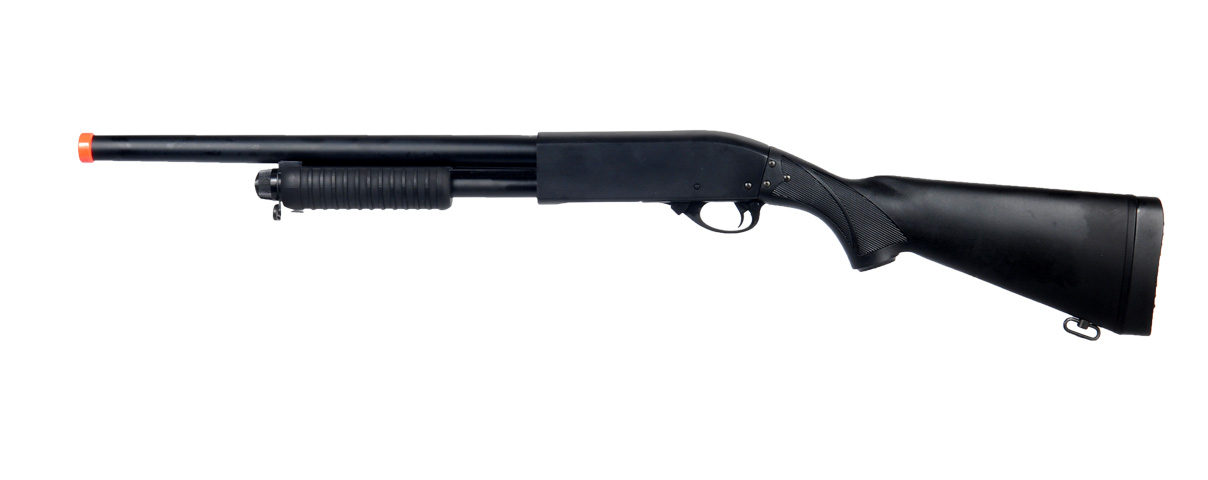 Atlas Custom Works M870 Airsoft Pump Action Shotgun - BLACK - Click Image to Close