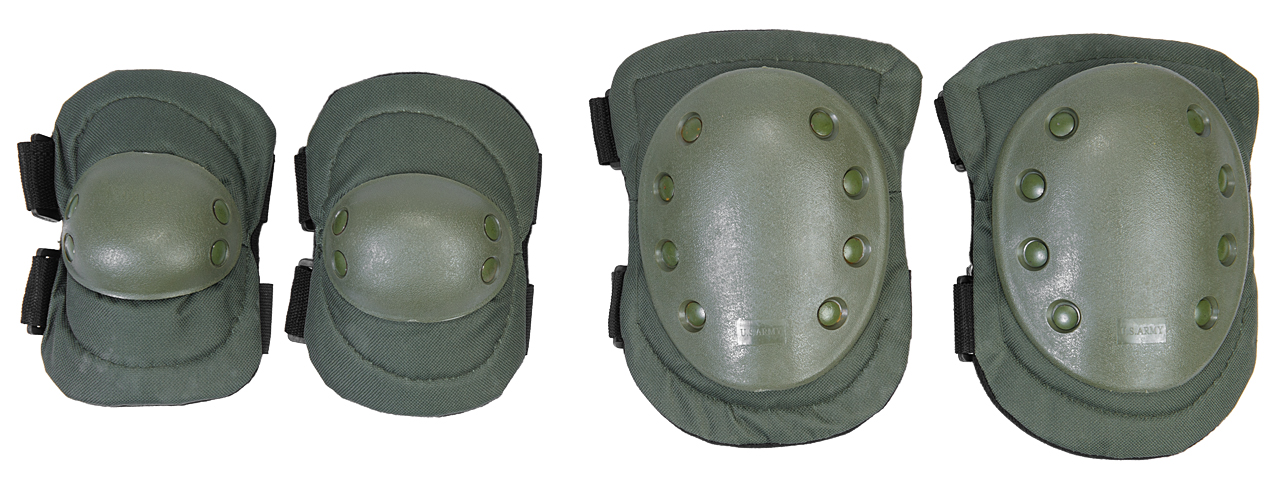 IU-A03 Knee & Elbow Pads, OD Green - Click Image to Close