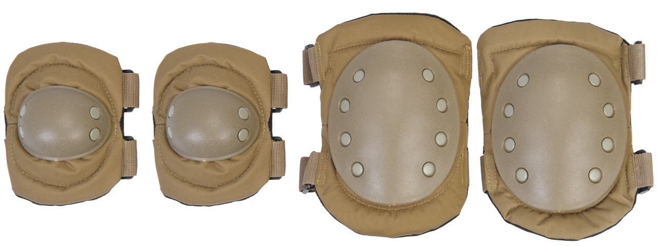 UK ARMS AIRSOFT TACTICAL ELBOW/KNEE PAD SET - TAN - Click Image to Close