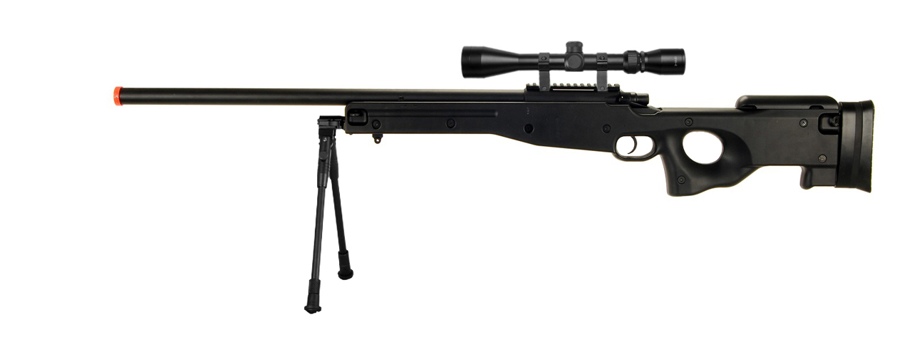 AGM IU-L96BAB BOLT ACTION SNIPER RIFLE w/ SCOPE & BI-POD (COLOR: BLACK) - Click Image to Close