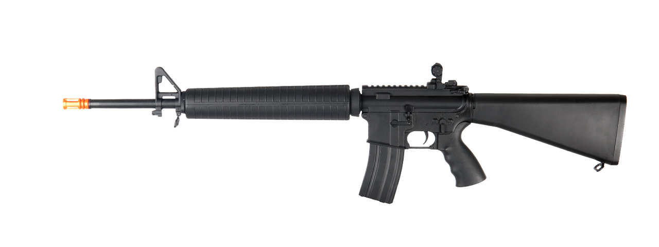 Atlas Custom Works Airsoft Full Length M16 AEG Rifle w/ Full Metal Gearbox (Color: Black) - Click Image to Close