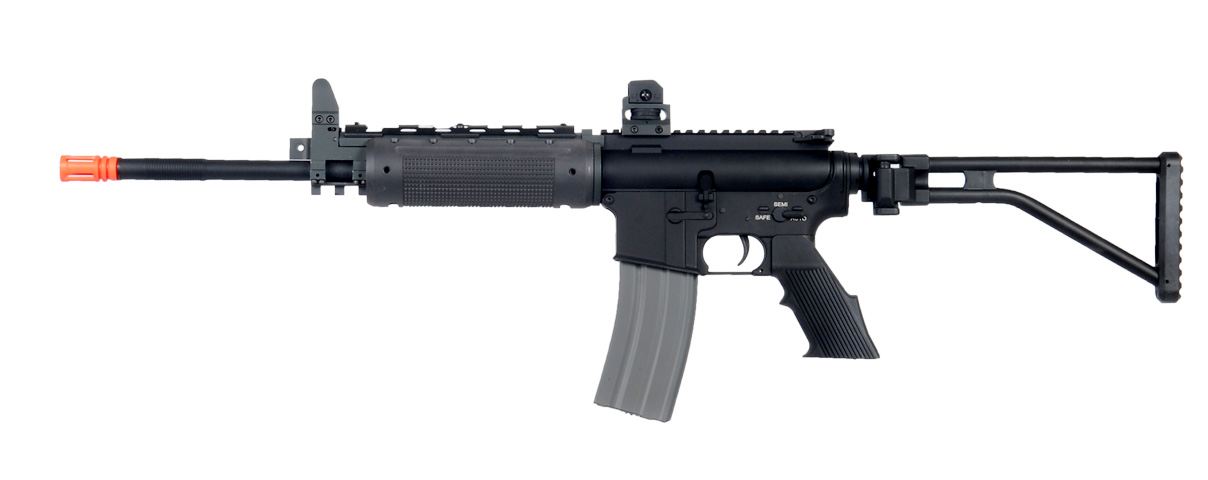 Atlas Custom Works M4 GR-300 Long Version Airsoft AEG Rifle w/ Folding Stock (Color: Black) - Click Image to Close