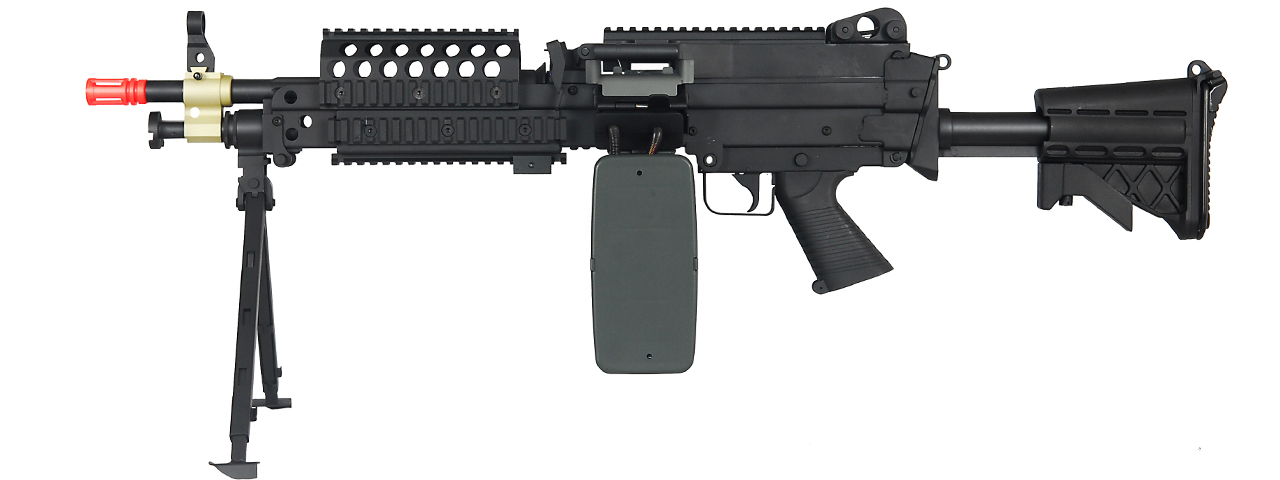 Atlas Custom Works Full Metal MK46 SAW Airsoft Machine Gun AEG - BLACK - Click Image to Close