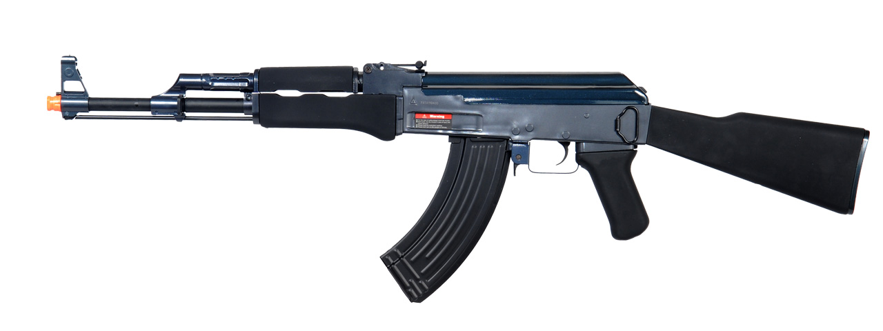 GOLDEN EAGLE AIRSOFT AK47 AIRSOFT AEG RIFLE W/ FULL STOCK - BLACK/BLUE - Click Image to Close