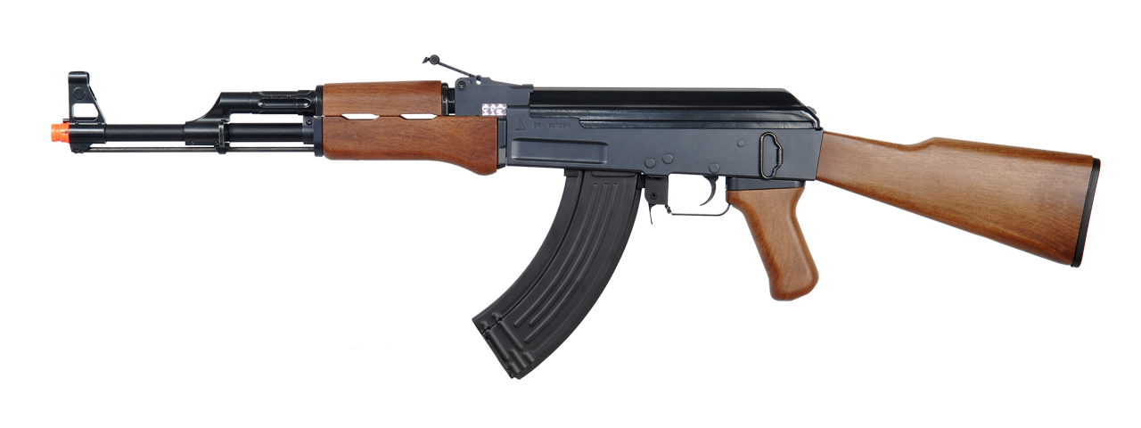 Golden Eagle JG JG6803 AK-47 AEG Metal Gear, Polymer Body, Fixed Stock, Wood Finish - Click Image to Close