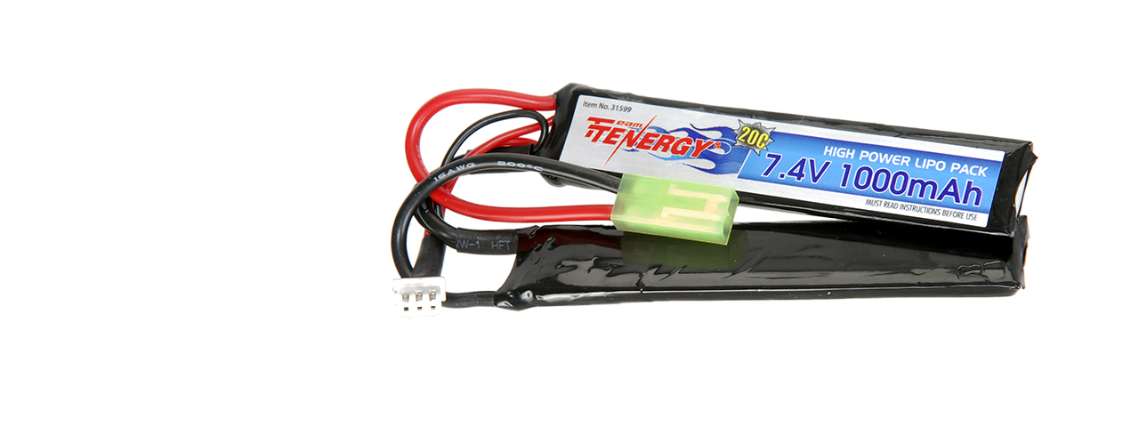 TENERGY 7.4V 1000MAH LIPO AIRSOFT CRANE STOCK BUTTERFLY BATTERY - Click Image to Close