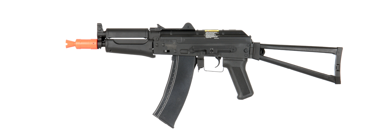 Lancer Tactical LT-07B AKS-74U AEG Metal Gear, ABS Body, Side Folding Stock, Black Color - Click Image to Close