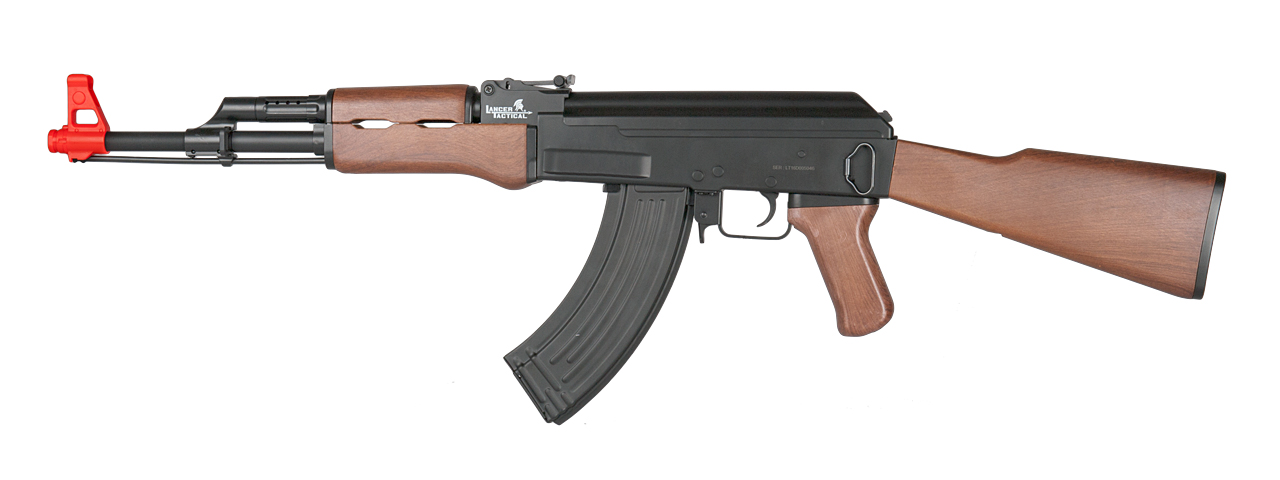 LT-16D AK-47 AEG METAL GEAR w/FULL STOCK (COLOR: BLACK & WOOD) - Click Image to Close