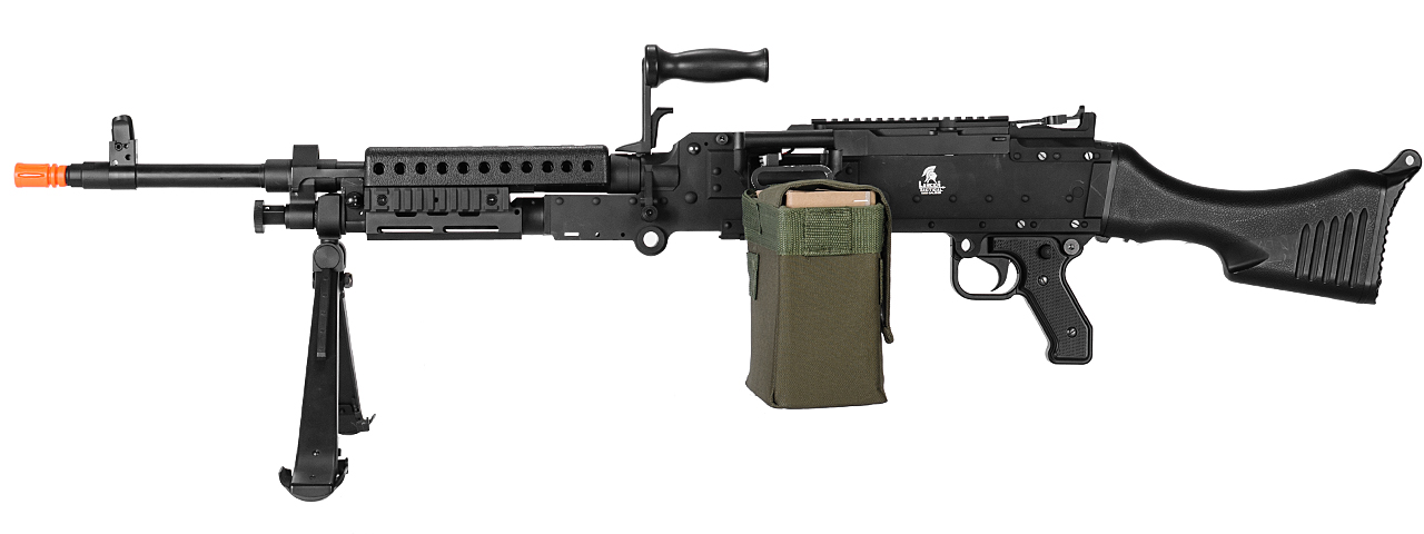 Lancer Tactical Full Metal M240 Airsoft AEG Squad Automatic Machine Gun with Box Magazine (Color: Black) - Click Image to Close