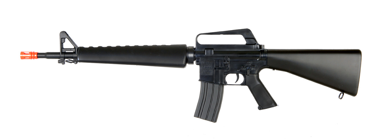 WellFire M16A1 Tactical Carbine Spring Rifle w/ Triangle Split Handguard (Color: Black) - Click Image to Close