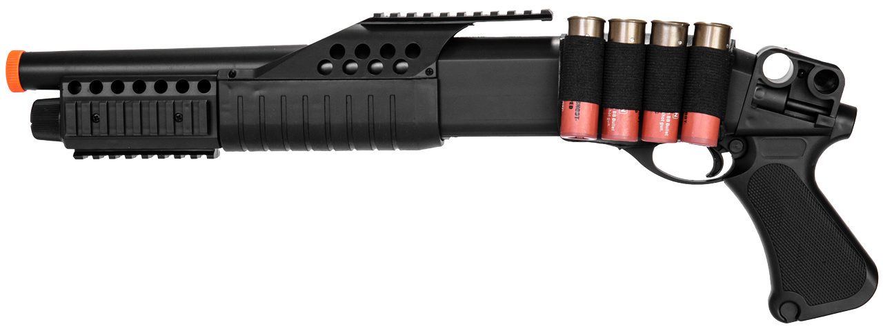 M180A1 SPRING SHOTGUN RIS PISTOL GRIP W/ 4 BULLET SHELLS, SHELL HOLDER - Click Image to Close