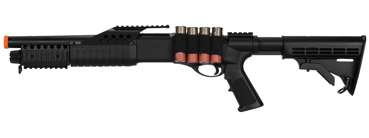 M180C1 SPRING SHOTGUN RIS W/ 4 BULLET SHELLS, SHELL HOLDER, RETRACTABLE LE STOCK - Click Image to Close