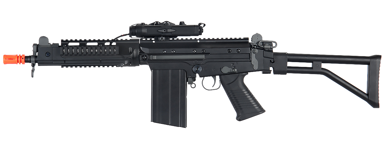 JG AIRSOFT FAL AEG W/ PEQ BOX RIS FOLDING STOCK - BLK - Click Image to Close