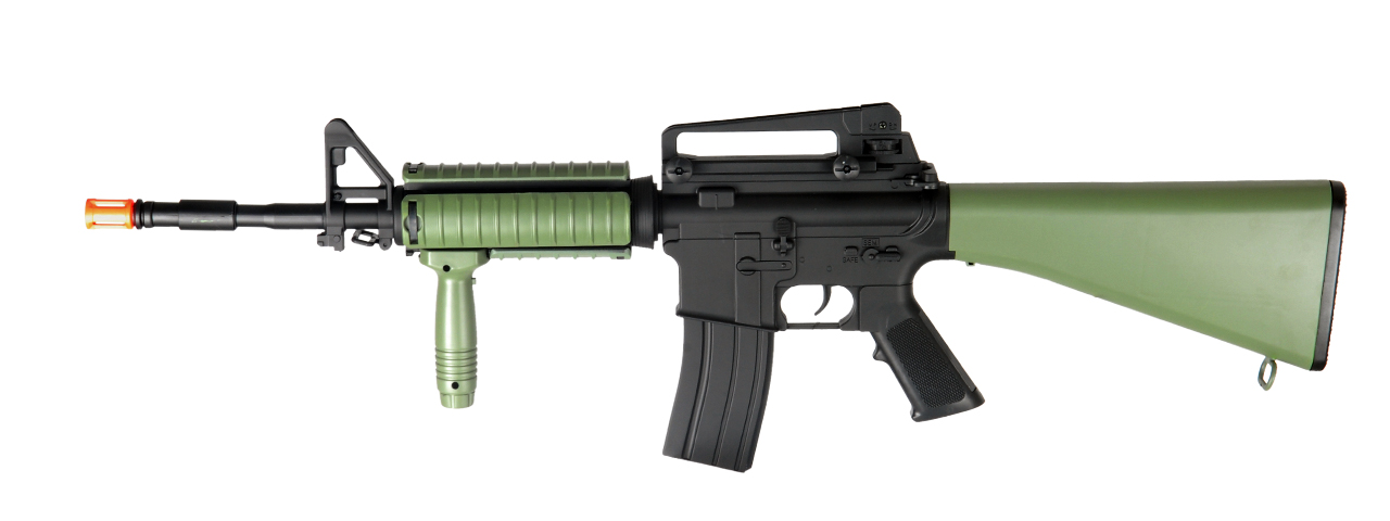 UKARMS M3081C M4 AEG Plastic Gear w/ Rails & Vertical Grip, OD Color - Click Image to Close