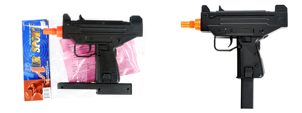 DOUBLE EAGLE AIRSOFT M33 MINI UZI SINGLE SHOT SPRING PISTOL - BLACK - Click Image to Close