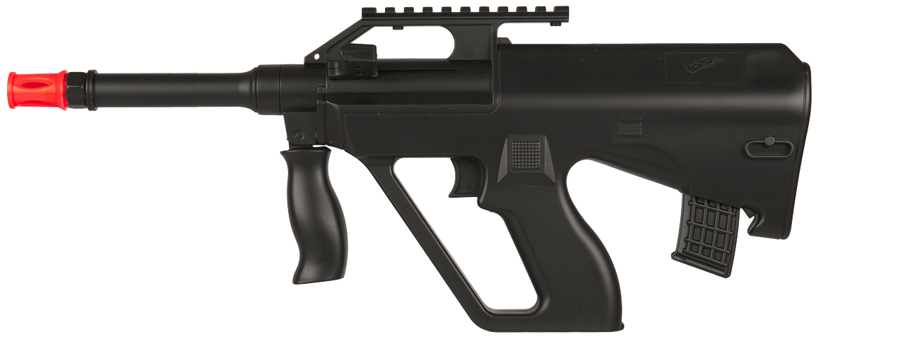 DOUBLE EAGLE SPRING PLASTIC MINI AUG AIRSOFT RIFLE - BLACK - Click Image to Close