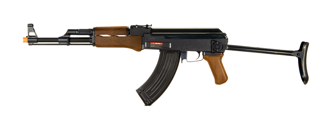 DOUBLE EAGLE AIRSOFT AK 47 AEG ABS POLYMER EDITION W/ FOLDING STOCK - WOOD - Click Image to Close