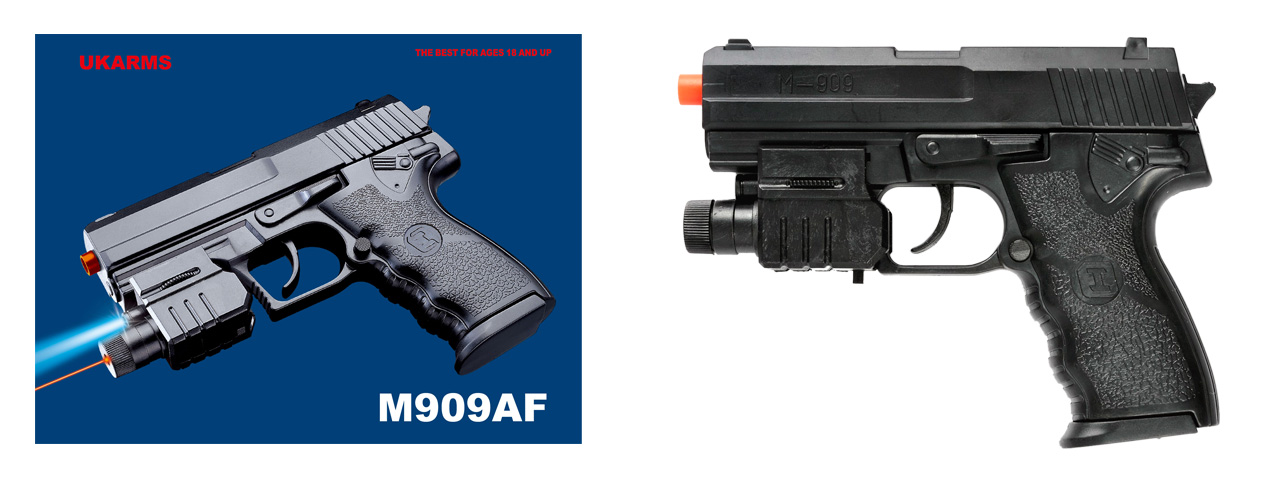 UKARMS M909AF Spring Pistol w/laser & flashlight - Click Image to Close