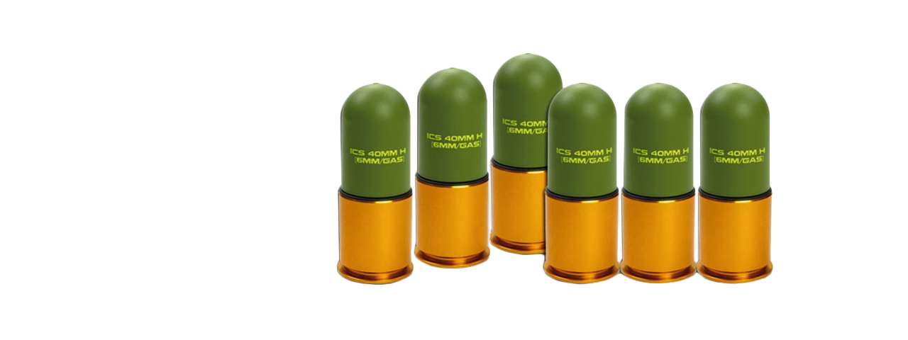 ICS MA-158 40mm Plastic Gas Grenades, Set of 6 - Click Image to Close