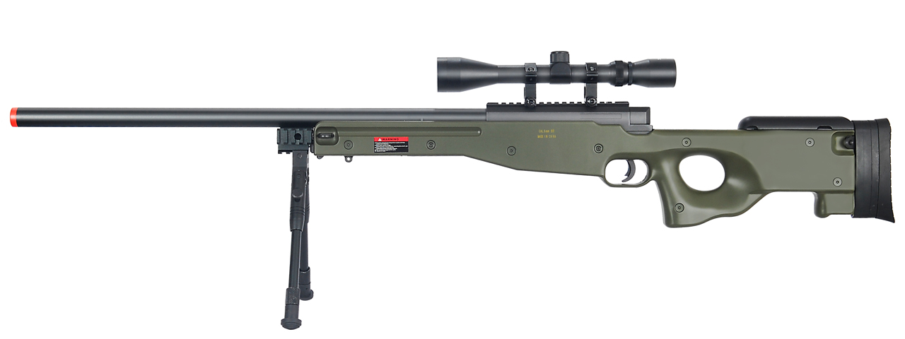 WELL MB01GAB L96 AWP BOLT ACTION RIFLE w/BIPOD & SCOPE(COLOR: OD GREEN) - Click Image to Close