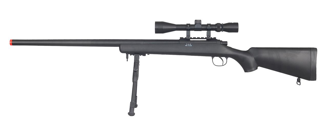 UK ARMS AIRSOFT VSR-10 BOLT ACTION RIFLE W/ SCOPE & BIPOD - BLACK - Click Image to Close