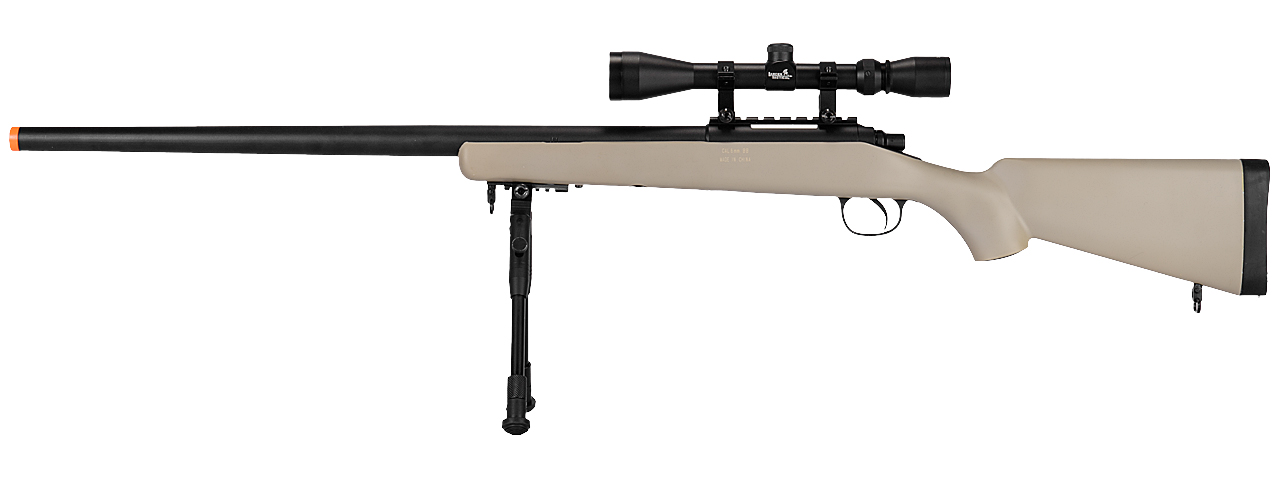 WELL MB03TAB VSR-10 BOLT ACTION RIFLE w/SCOPE & BIPOD (COLOR: TAN) - Click Image to Close