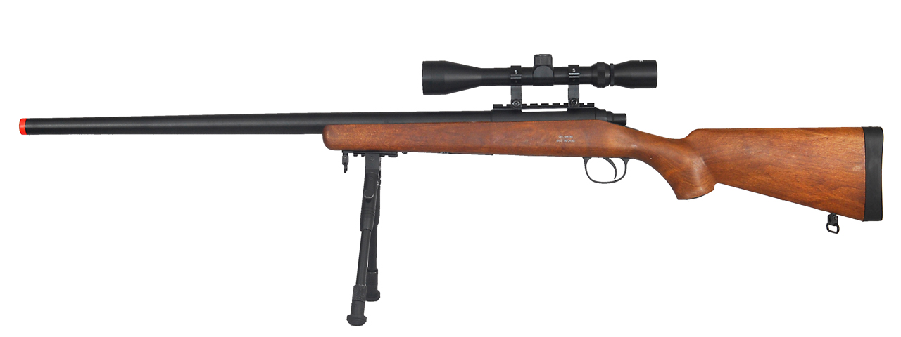 WELL VSR-10 BOLT ACTION RIFLE W/ SCOPE, SLING & BIPOD - WOOD - Click Image to Close