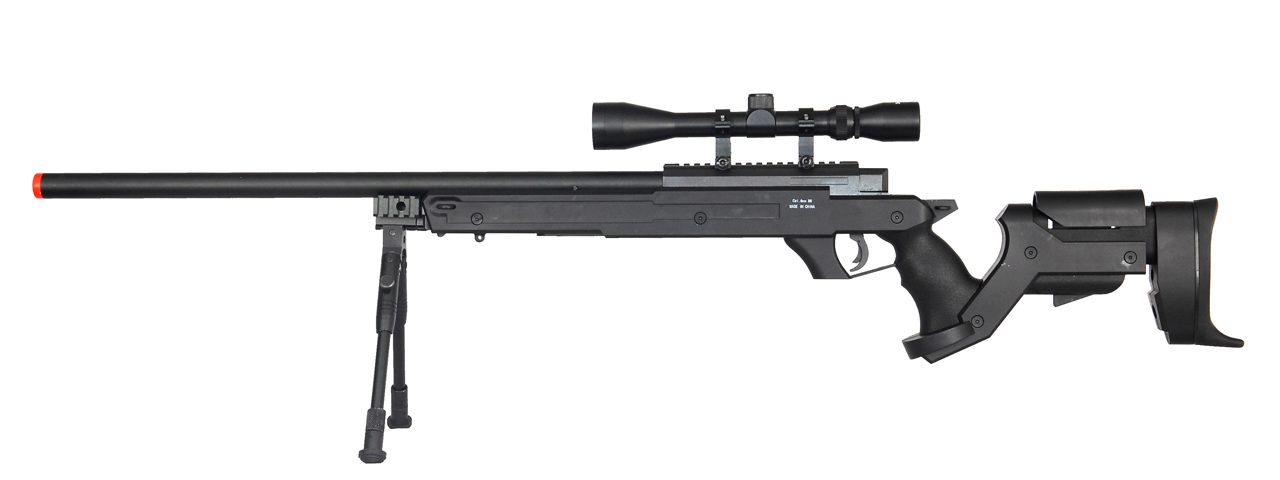 WELL MB04BAB BOLT ACTION RIFLE w/SCOPE & BIPOD (COLOR: BLACK) - Click Image to Close