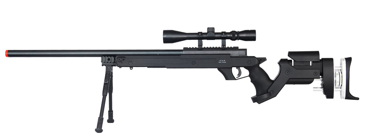 WELLFIRE SR-22 BOLT ACTION TYPE 22 SNIPER RIFLE W/ SCOPE & BIPOD - BLK - Click Image to Close