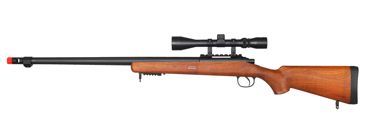UK ARMS AIRSOFT VSR-10 BOLT ACTION SCOPE RIFLE W/ FLUTED BARREL - WOOD - Click Image to Close