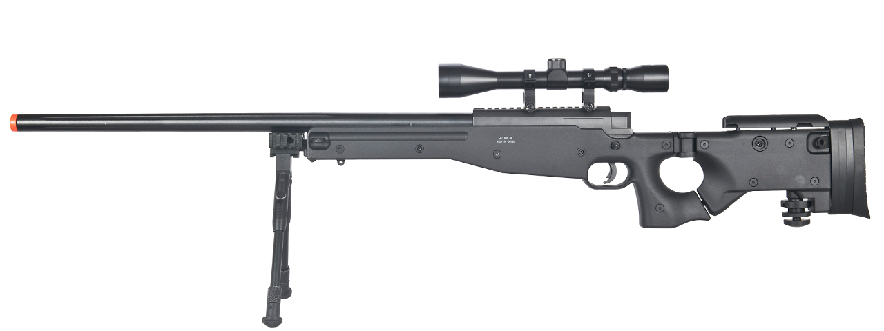 WELL MB08BAB L96 AWP BOLT ACTION RIFLE w/FOLDING STOCK BIPOD & SCOPE (COLOR: BLACK) - Click Image to Close