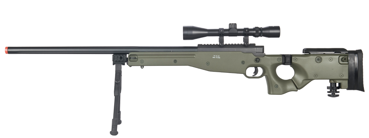 UK ARMS AIRSOFT L96 BOLT ACTION SCOPE RIFLE W/ FOLD STOCK - OD GREEN - Click Image to Close