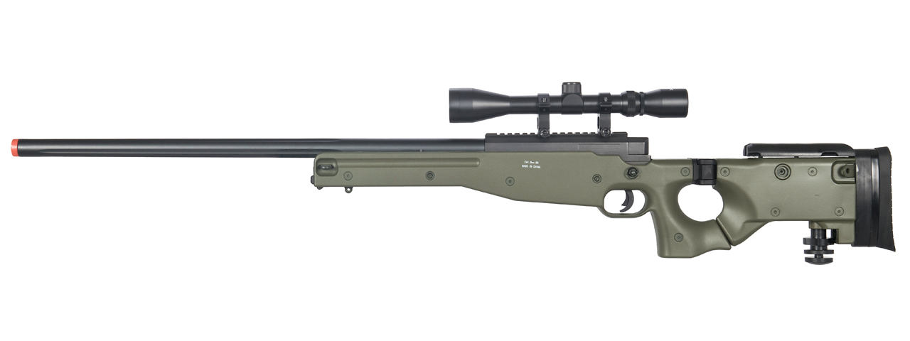 WELL MB08GA L96 AWP BOLT ACTION RIFLE w/FOLDING STOCK & SCOPE (COLOR: OD GREEN) - Click Image to Close