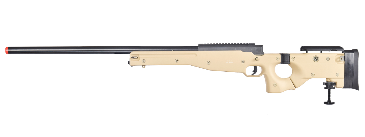 WELL AIRSOFT L96 AWP BOLT ACTION RIFLE W/ FOLDING STOCK - TAN - Click Image to Close