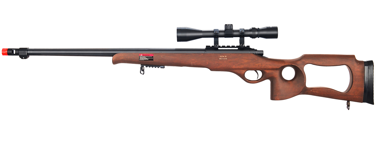 WELL MB09WA BOLT ACTION RIFLE w/FLUTED BARREL & SCOPE (COLOR: WOOD) - Click Image to Close