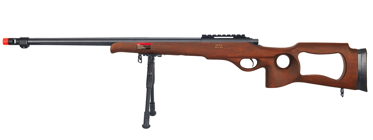 WELL MB09WBIP BOLT ACTION RIFLE w/FLUTED BARREL & BIPOD (COLOR: WOOD) - Click Image to Close