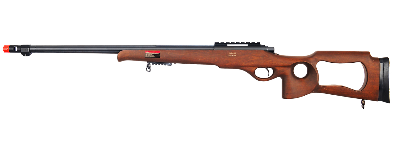 WELL AIRSOFT MB09W BOLT ACTION RIFLE W/ FLUTED BARREL - WOOD - Click Image to Close