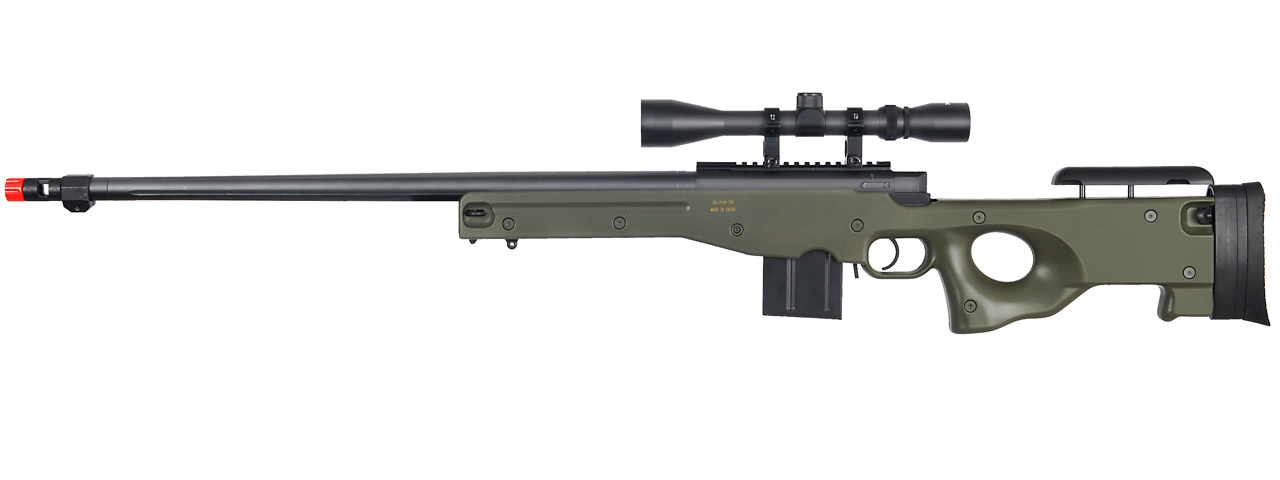 WELL MB4402GA BOLT ACTION RIFLE w/FLUTED BARREL & SCOPE (COLOR: OD GREEN) - Click Image to Close