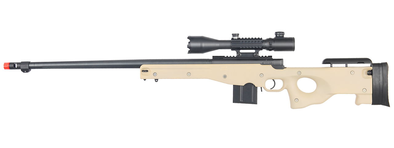 WELL MB4402TA2 BOLT ACTION RIFLE w/FLUTED BARREL & ILLUMINATED SCOPE (COLOR: TAN) - Click Image to Close